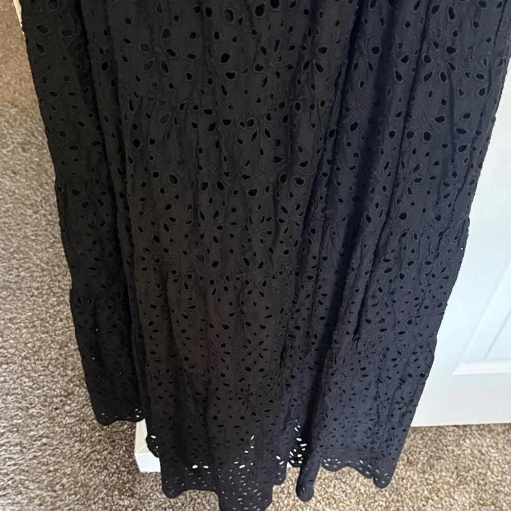 Abercrombie & Fitch Black Eyelet V-Neck Maxi Dress